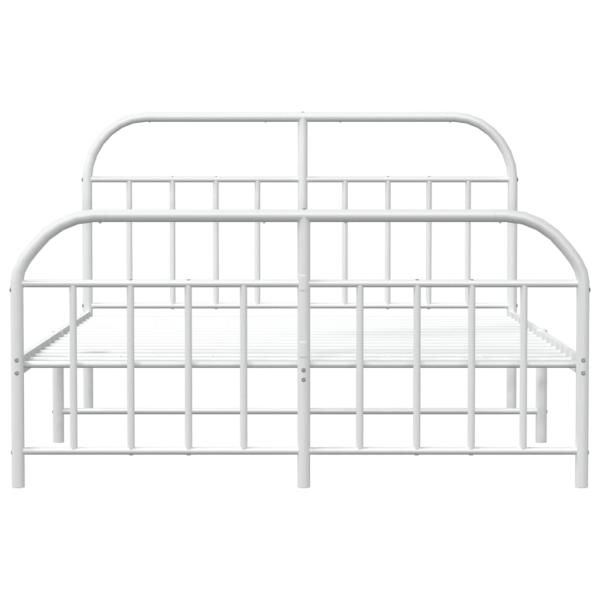 Bettgestell mit Kopf- und Fußteil Metall Weiß 180x200 cm