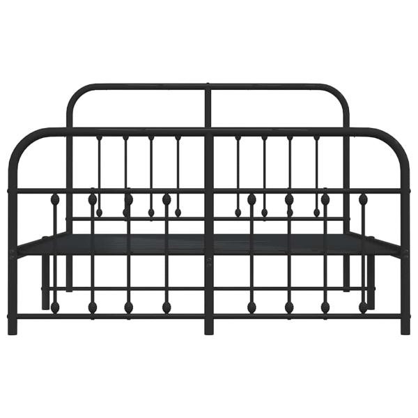 Bettgestell mit Kopf- und Fußteil Metall Schwarz 135x190 cm