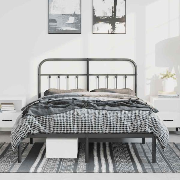Bettgestell mit Kopfteil Metall Schwarz 150x200 cm