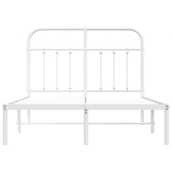Bettgestell mit Kopfteil Metall Weiß 120x190 cm