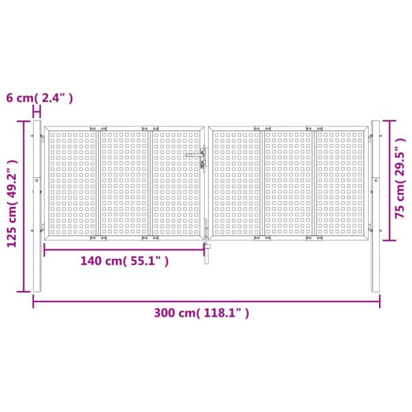 Gartentor Anthrazit 300x125 cm Stahl