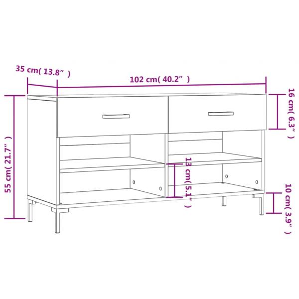 Schuhbank Sonoma-Eiche 102x35x55 cm Holzwerkstoff
