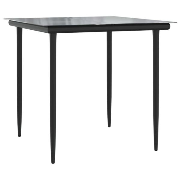 ARDEBO.de - 3-tlg. Garten-Essgruppe Schwarz Poly Rattan und Stahl