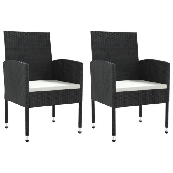 ARDEBO.de - 3-tlg. Garten-Essgruppe Schwarz Poly Rattan und Stahl
