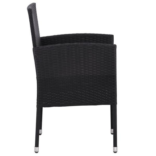 3-tlg. Garten-Essgruppe Schwarz Poly Rattan und Stahl