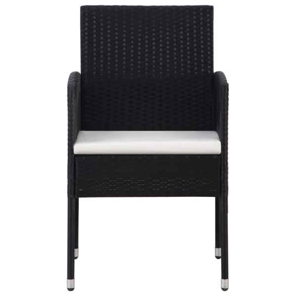 3-tlg. Garten-Essgruppe Schwarz Poly Rattan und Stahl