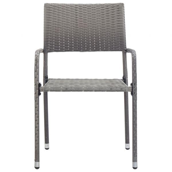 9-tlg. Garten-Essgruppe Grau und Schwarz Poly Rattan und Stahl