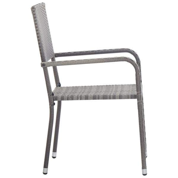 9-tlg. Garten-Essgruppe Grau und Schwarz Poly Rattan und Stahl