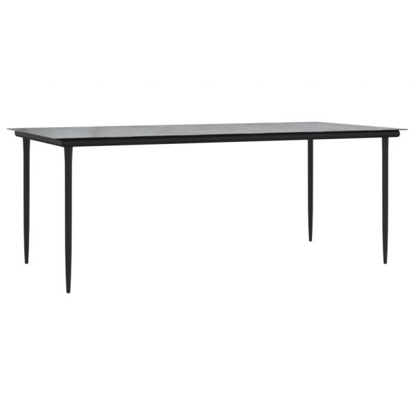9-tlg. Garten-Essgruppe Grau und Schwarz Poly Rattan und Stahl