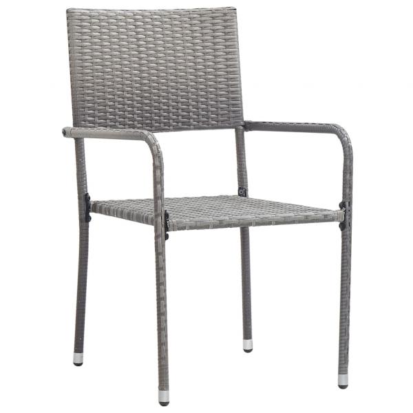 9-tlg. Garten-Essgruppe Grau und Schwarz Poly Rattan und Stahl