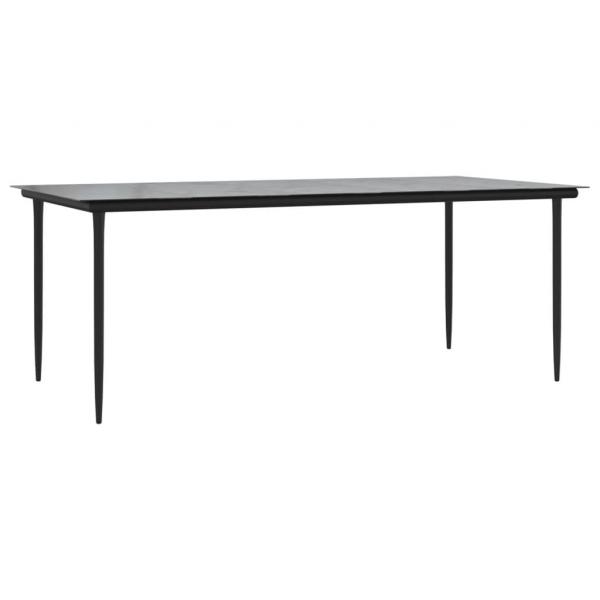 9-tlg. Garten-Essgruppe Grau und Schwarz Poly Rattan und Stahl