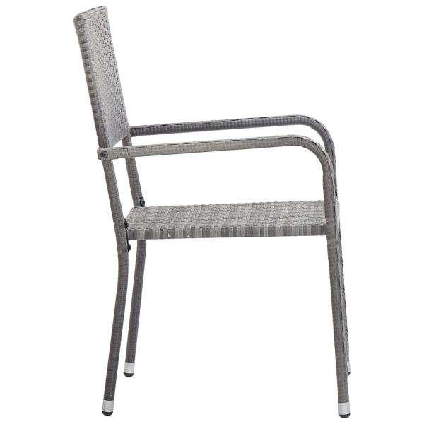 7-tlg. Garten-Essgruppe Grau und Schwarz Poly Rattan und Stahl