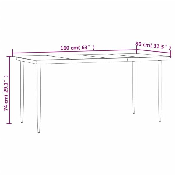 7-tlg. Garten-Essgruppe Grau und Schwarz Poly Rattan und Stahl