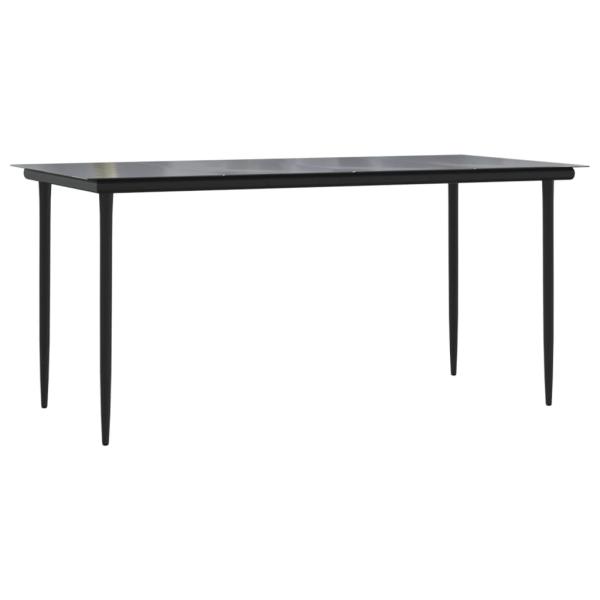 7-tlg. Garten-Essgruppe Grau und Schwarz Poly Rattan und Stahl