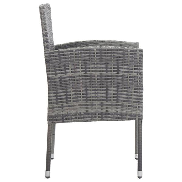 7-tlg. Garten-Essgruppe Grau und Schwarz Poly Rattan und Stahl