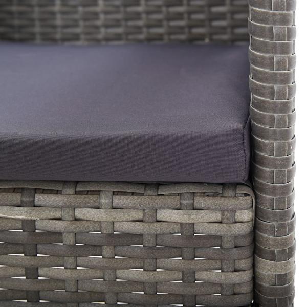 7-tlg. Garten-Essgruppe Grau und Schwarz Poly Rattan und Stahl