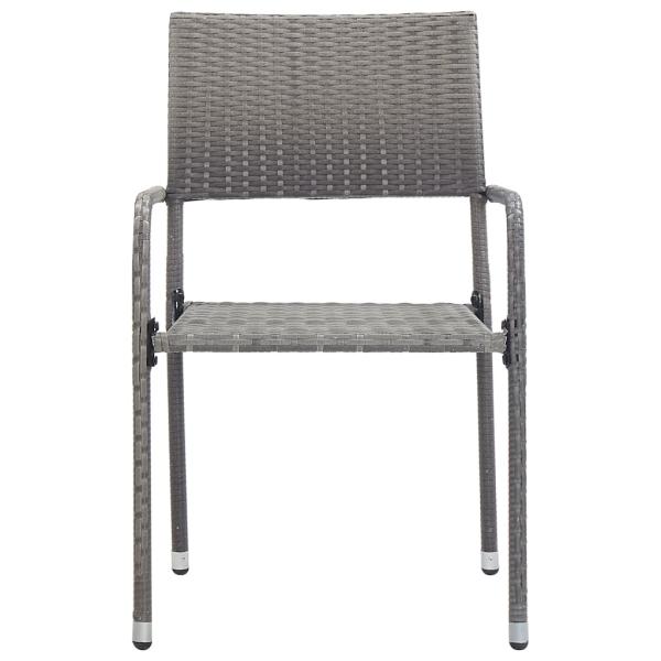 ARDEBO.de - 3-tlg. Garten-Essgruppe Grau und Schwarz Poly Rattan und Stahl