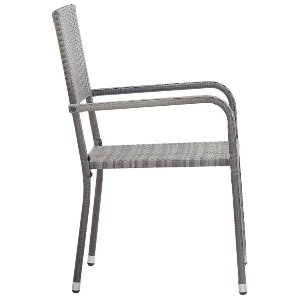 3-tlg. Garten-Essgruppe Grau und Schwarz Poly Rattan und Stahl