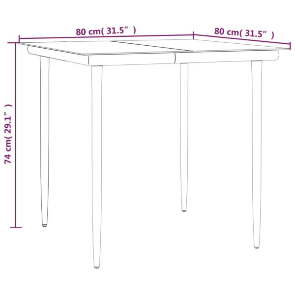3-tlg. Garten-Essgruppe Grau und Schwarz Poly Rattan und Stahl