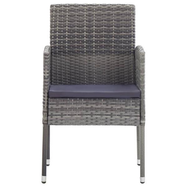 3-tlg. Garten-Essgruppe Grau und Schwarz Poly Rattan und Stahl