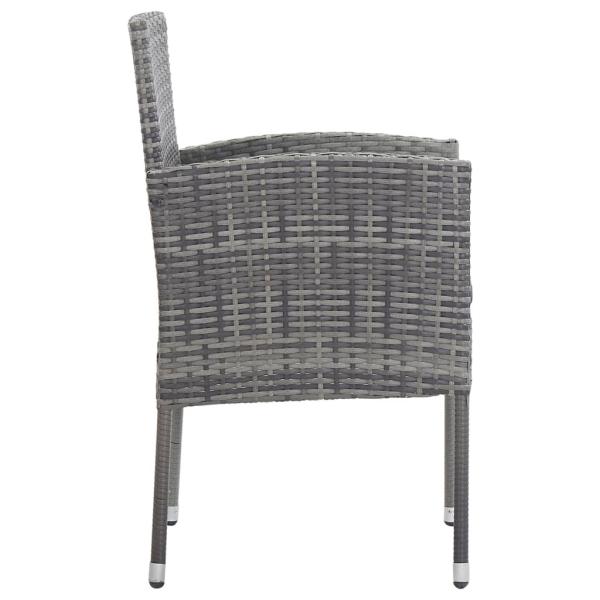 ARDEBO.de - 5-tlg. Garten-Essgruppe Grau und Schwarz Poly Rattan und Stahl