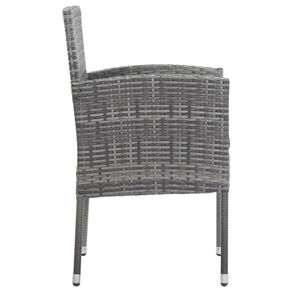 ARDEBO.de - 5-tlg. Garten-Essgruppe Grau und Schwarz Poly Rattan und Stahl