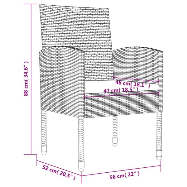 7-tlg. Garten-Essgruppe Schwarz Poly Rattan und Stahl