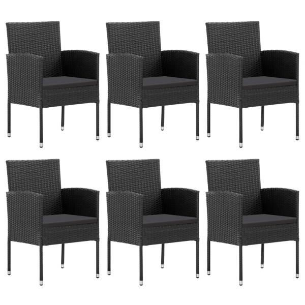 7-tlg. Garten-Essgruppe Schwarz Poly Rattan und Stahl