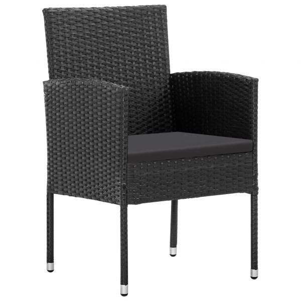 9-tlg. Garten-Essgruppe Schwarz Poly Rattan und Stahl