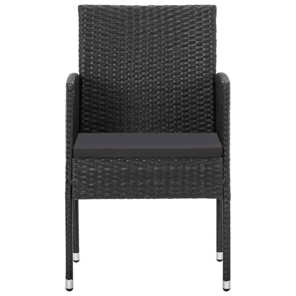 ARDEBO.de - 5-tlg. Garten-Essgruppe Schwarz Poly Rattan und Stahl