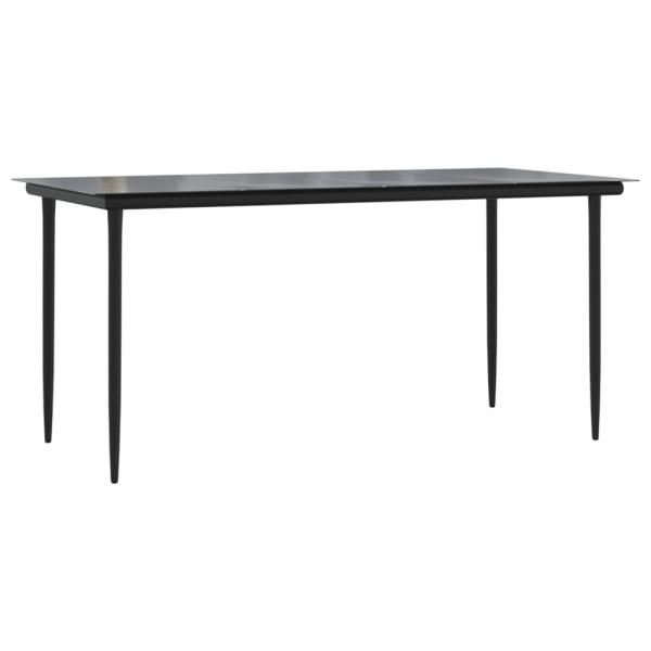 ARDEBO.de - 7-tlg. Garten-Essgruppe Schwarz Poly Rattan und Stahl