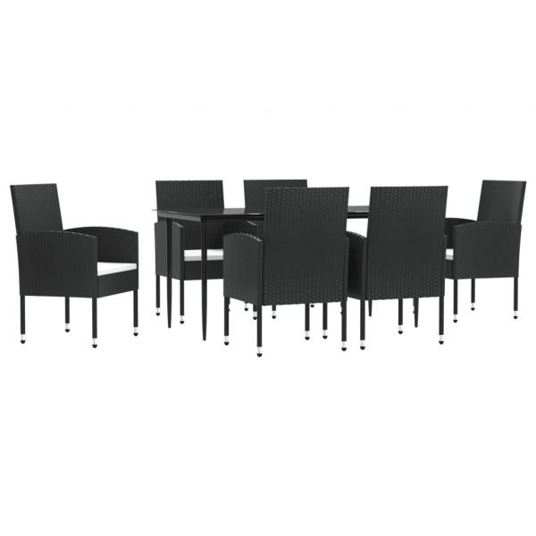 7-tlg. Garten-Essgruppe Schwarz Poly Rattan und Stahl
