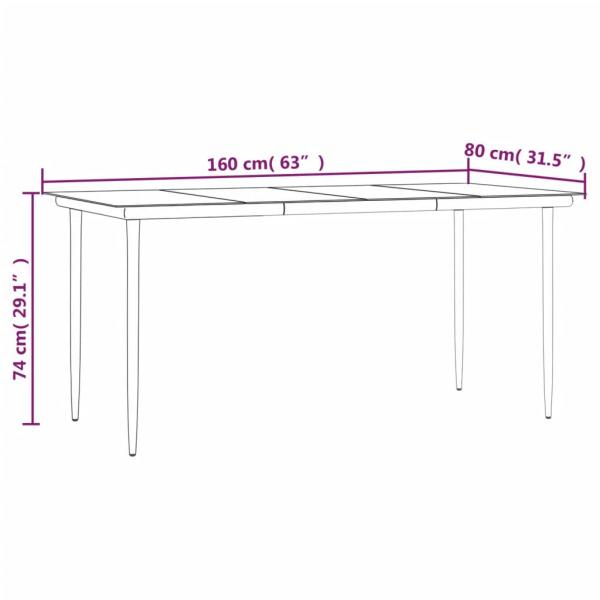 5-tlg. Garten-Essgruppe Schwarz Poly Rattan und Stahl