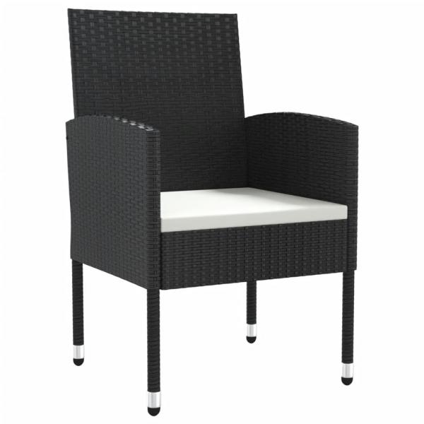 5-tlg. Garten-Essgruppe Schwarz Poly Rattan und Stahl