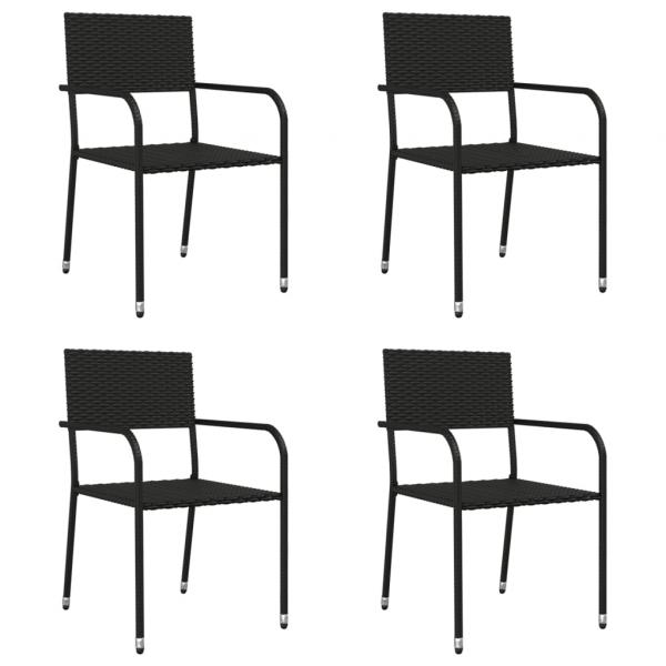 ARDEBO.de - 5-tlg. Garten-Essgruppe Schwarz Poly Rattan und Stahl