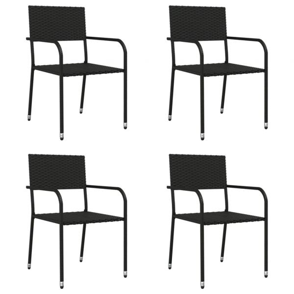 5-tlg. Garten-Essgruppe Schwarz Poly Rattan und Stahl