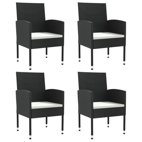 ARDEBO.de - 5-tlg. Garten-Essgruppe Schwarz Poly Rattan und Stahl