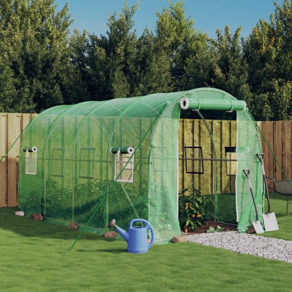 ARDEBO.de - Gewächshaus mit Stahlrahmen Grün 8 m² 4x2x2 m