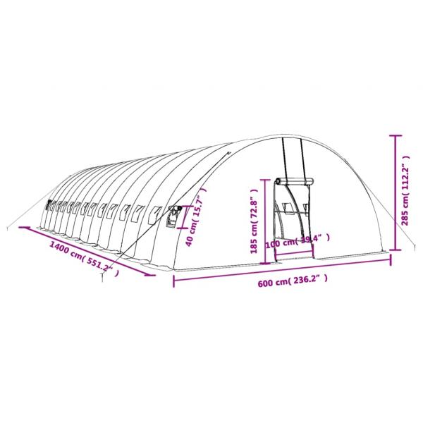 Gewächshaus mit Stahlrahmen Grün 84 m² 14x6x2,85 m