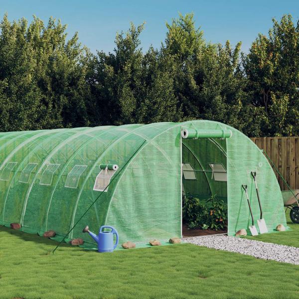 ARDEBO.de - Gewächshaus mit Stahlrahmen Grün 24 m² 6x4x2 m