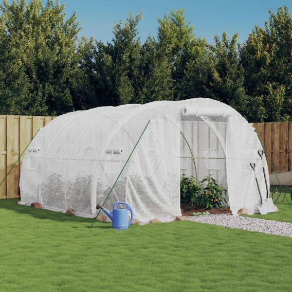 ARDEBO.de - Gewächshaus mit Stahlrahmen Weiß 12 m² 4x3x2 m