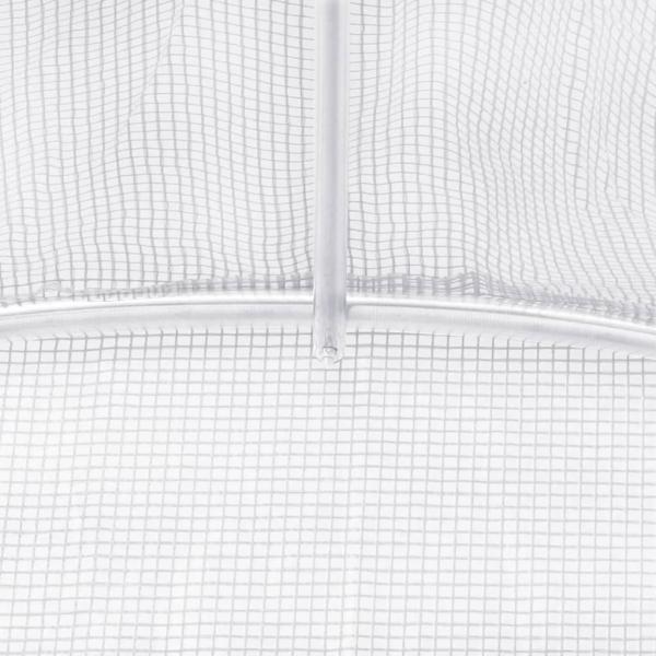 Gewächshaus mit Stahlrahmen Weiß 64 m² 16x4x2 m