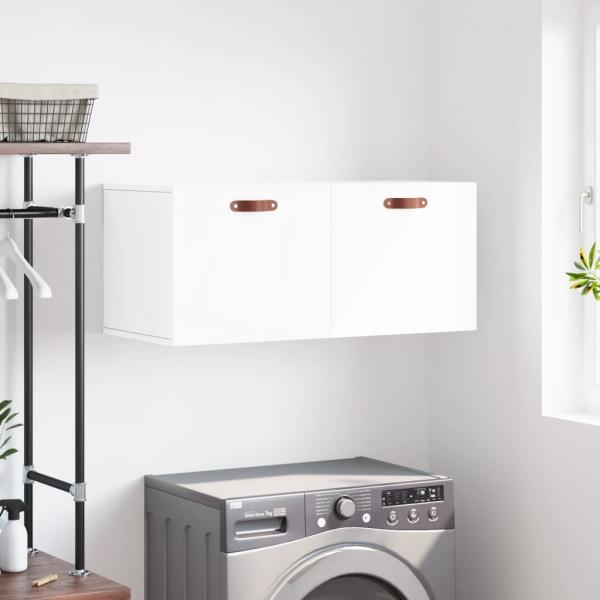 ARDEBO.de - Wandschrank Hochglanz-Weiß 80x36,5x35 cm Holzwerkstoff