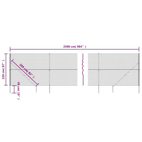 Maschendrahtzaun mit Bodenhülsen Anthrazit 2,2x25 m