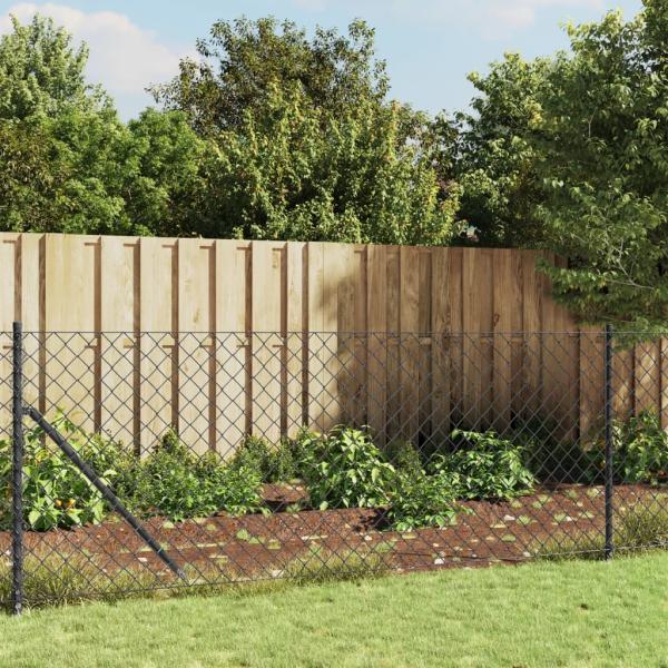 Maschendrahtzaun mit Bodenhülsen Anthrazit 1,1x25 m