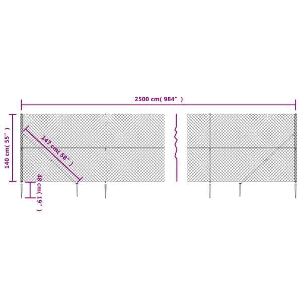 Maschendrahtzaun mit Bodenhülsen Anthrazit 1,4x25 m