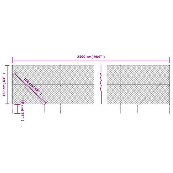 Maschendrahtzaun mit Bodenhülsen Anthrazit 1,6x25 m