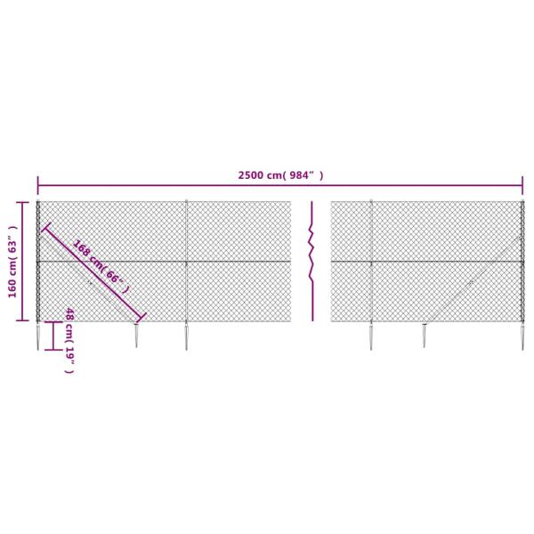 Maschendrahtzaun mit Bodenhülsen Anthrazit 1,6x25 m