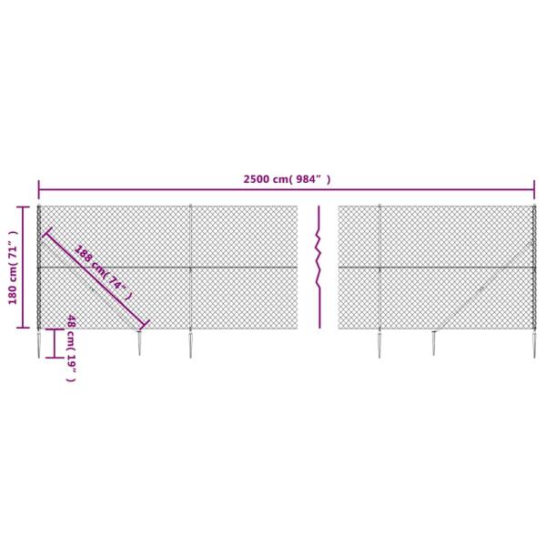 Maschendrahtzaun mit Bodenhülsen Anthrazit 1,8x25 m