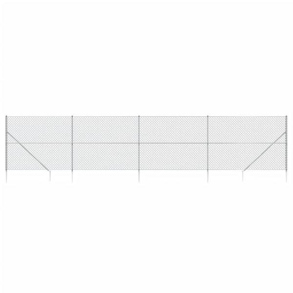 Maschendrahtzaun mit Bodenhülsen Silbern 1,6x10 m